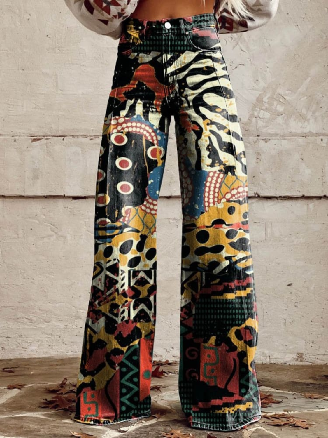 Cosima | Artistic Print Wide-Leg Trousers