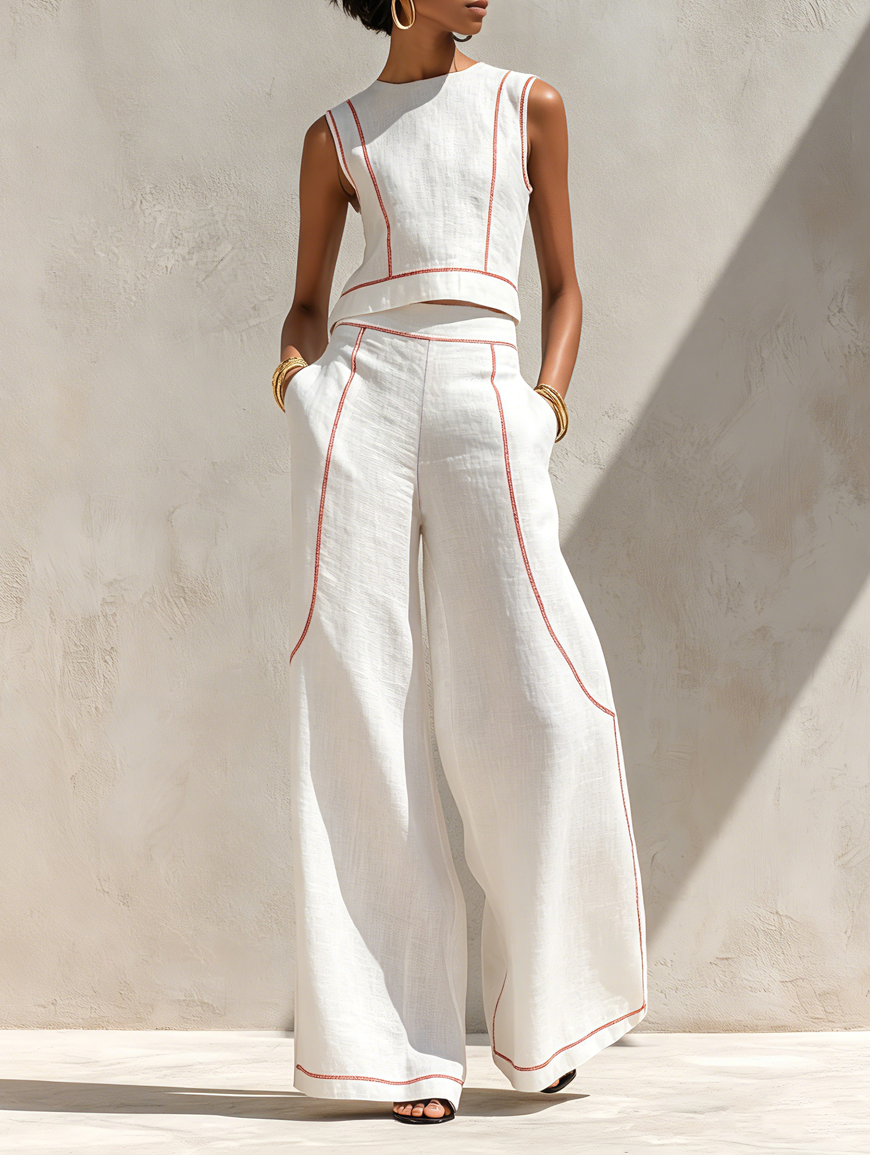 Mireille | Contrast Linen Set