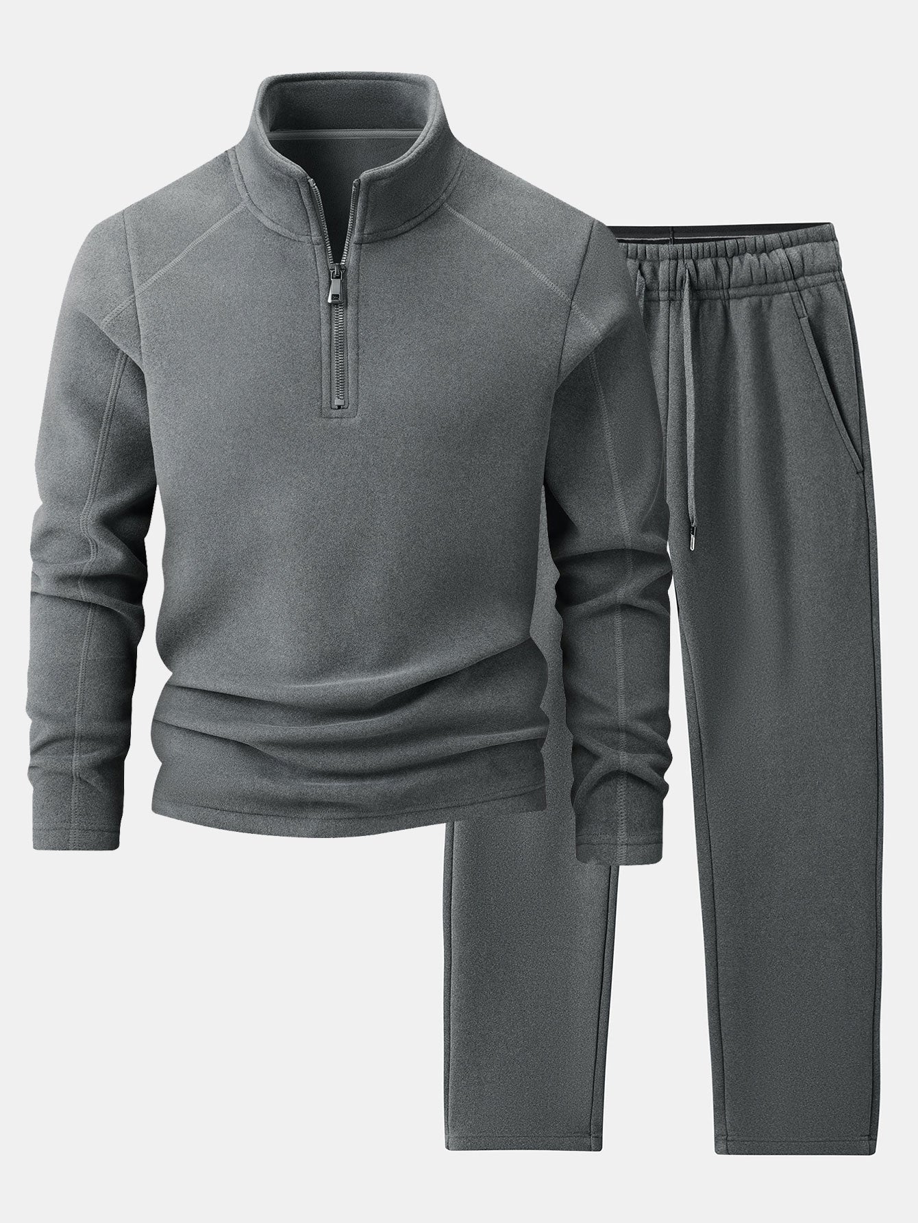 Fleece zip-up hoodie and straight-leg fleece pants