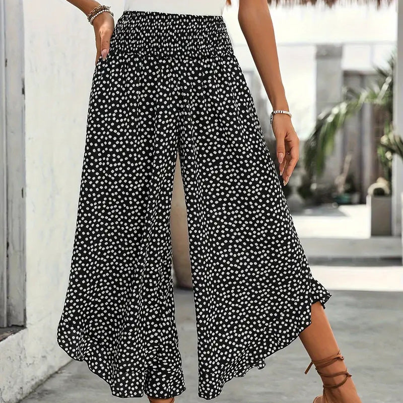 Marion | Printed High-Waisted Wide-Leg Trousers