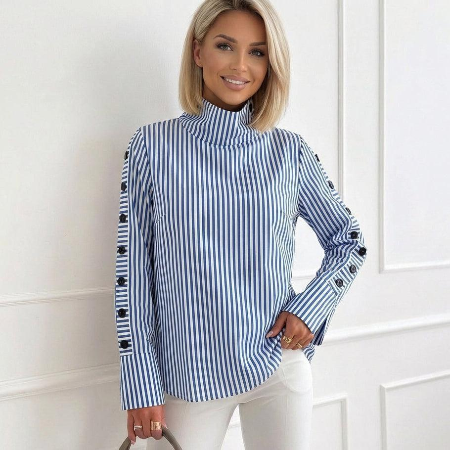 SABRINA | STYLISH STRIPED HIGH NECK TOP