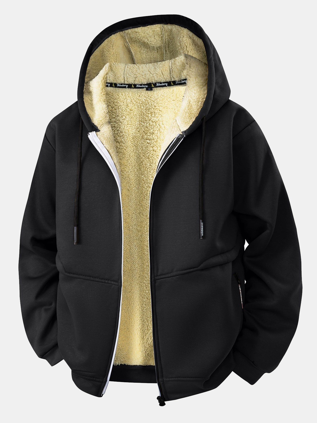 Hooded Zip-Up Sweatshirt with Teddy Lining