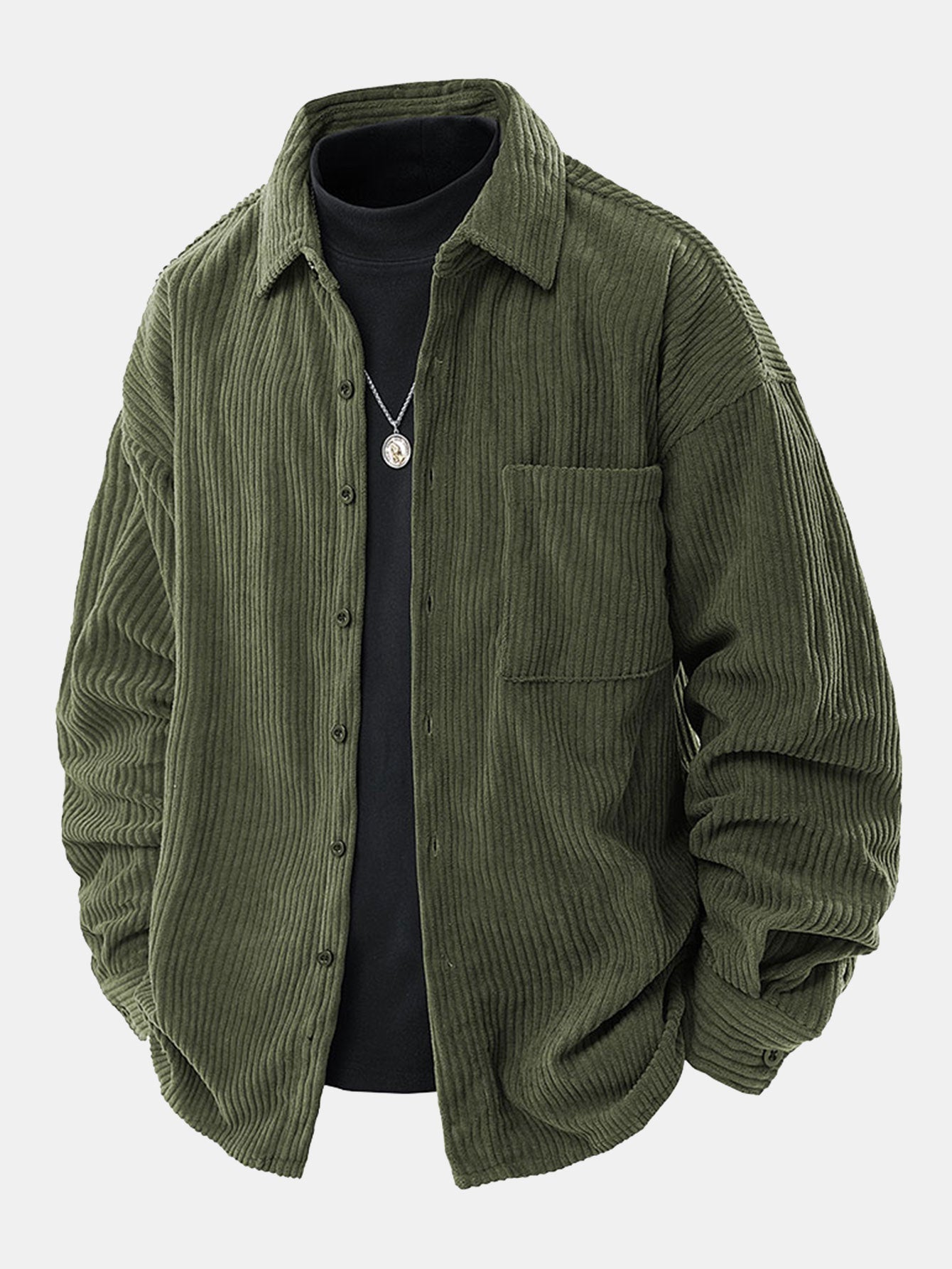 Corduroy shirt with buttons and relaxed fit