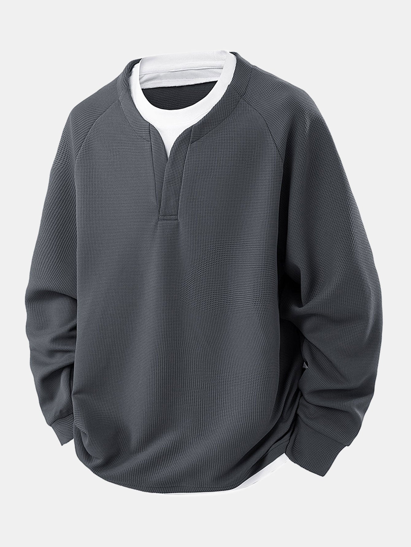 2-in-1 Waffle T-Shirt with Raglan Sleeves