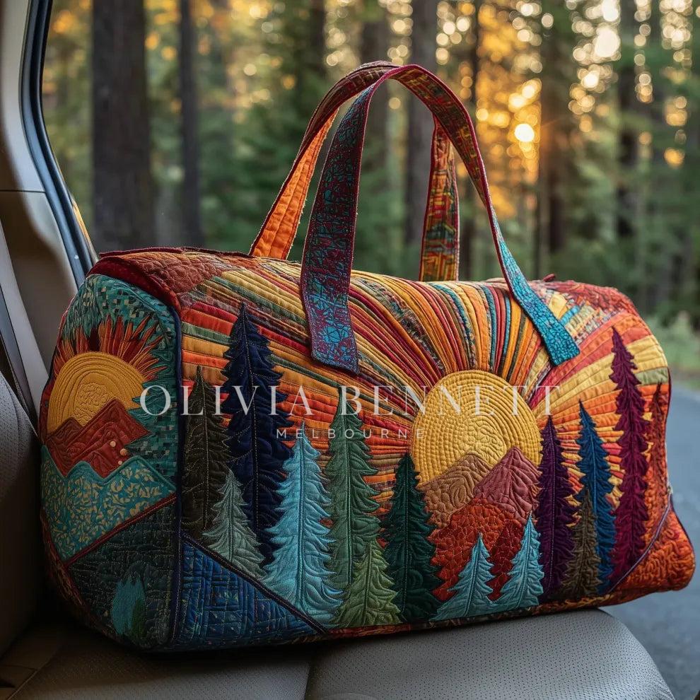 Sunset Over Pine Ridge Quilted Duffle Bag