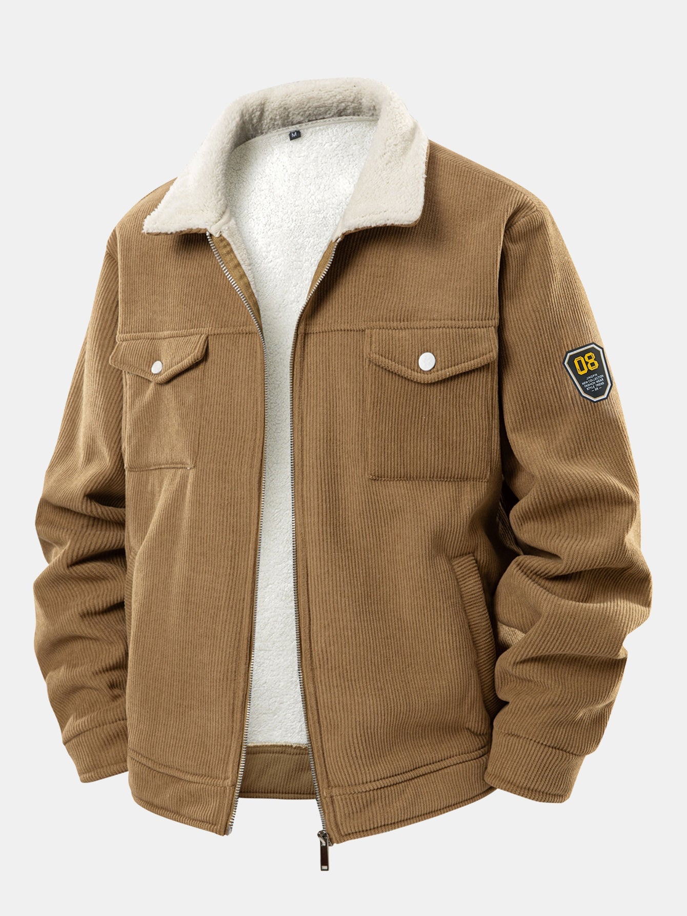 Corduroy Jacket with Zipper and Teddy Lining
