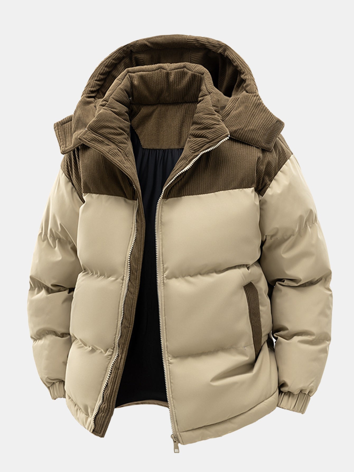 Padded Hooded Patchwork Jacket