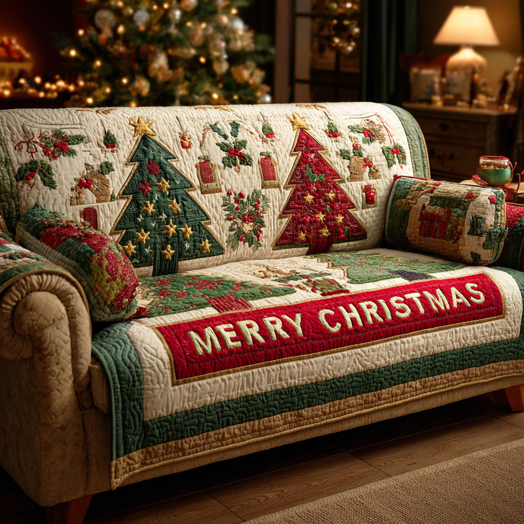 Christmas Sparkle Quilted Sofa Cover