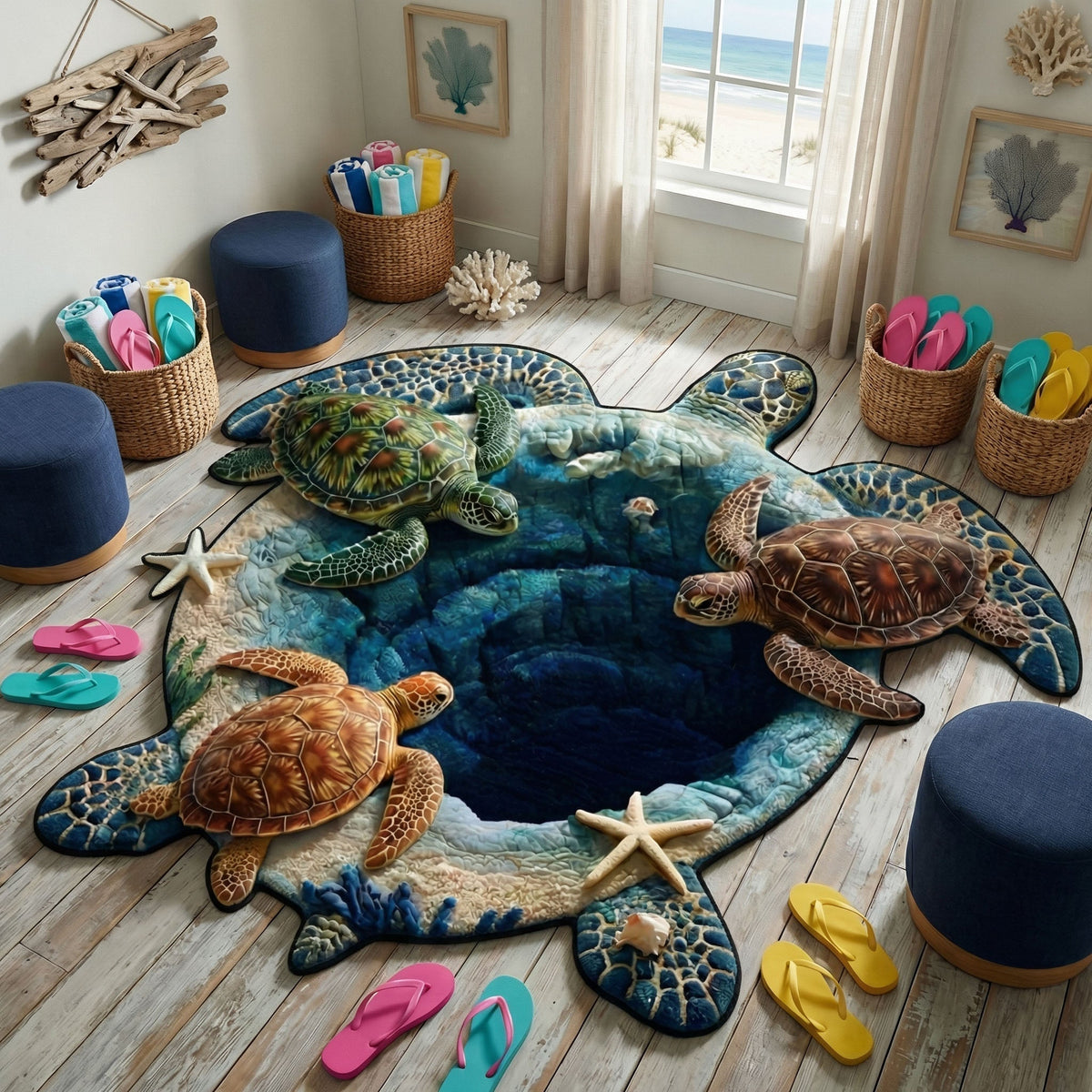 Turtle Lagoon Quilted Area Rug