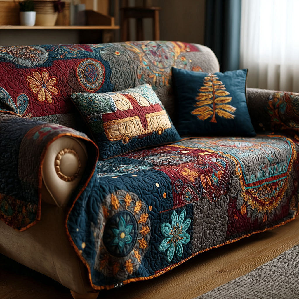 Refined Boho Quilted Sofa Cover