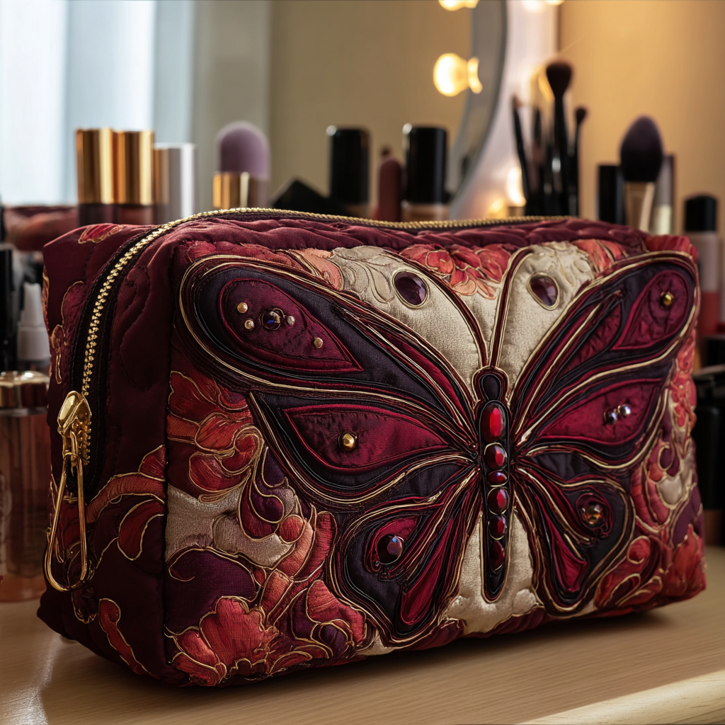 Garden of Butterflies Quilted Toiletry Bag