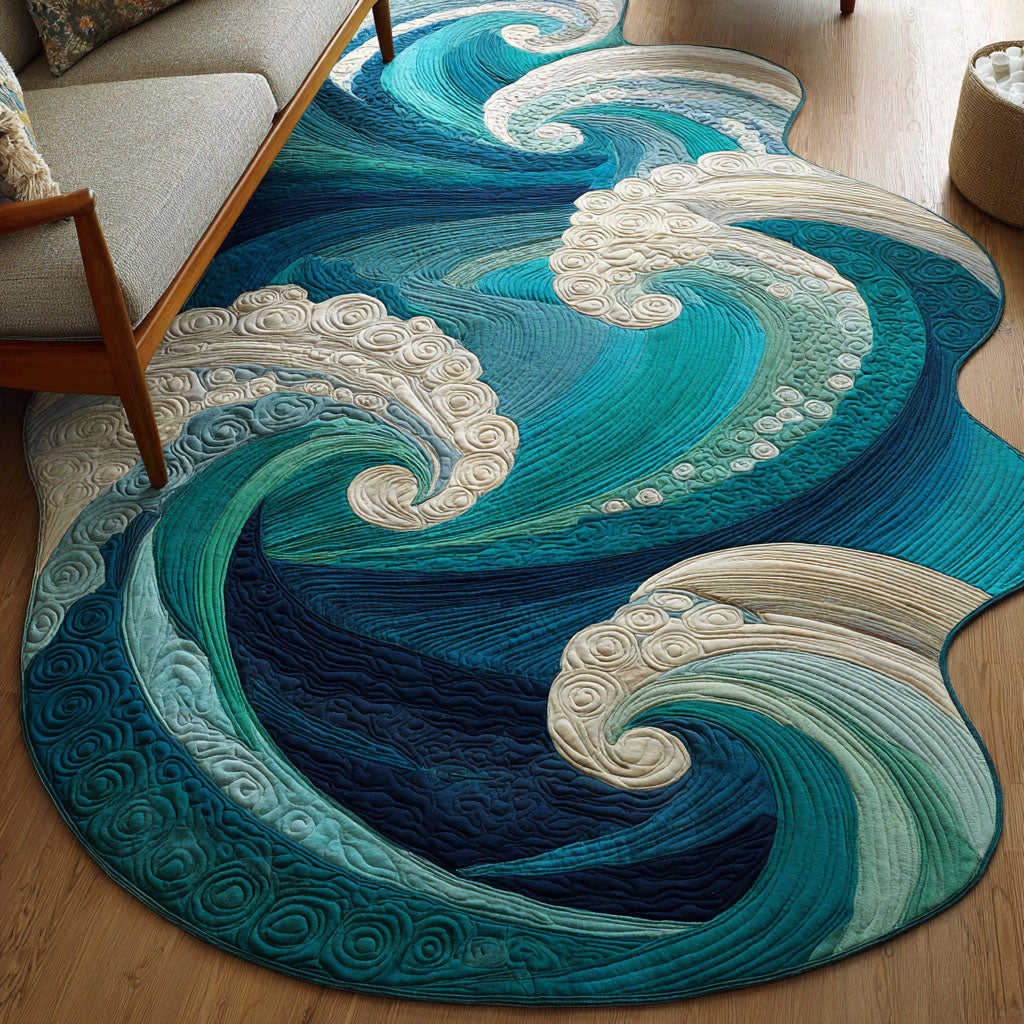 Ocean Waves Quilted Area Rug