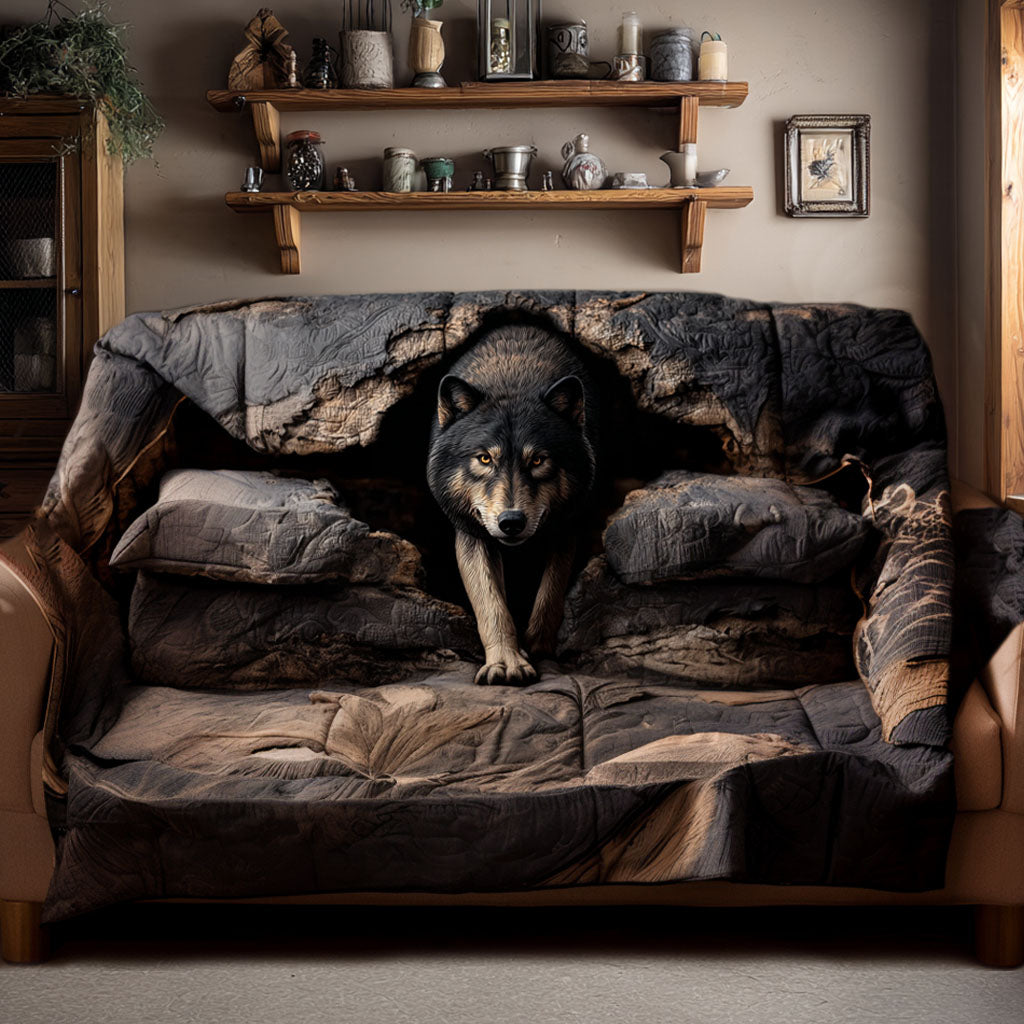 Wild Wolves Quilted Sofa Cover