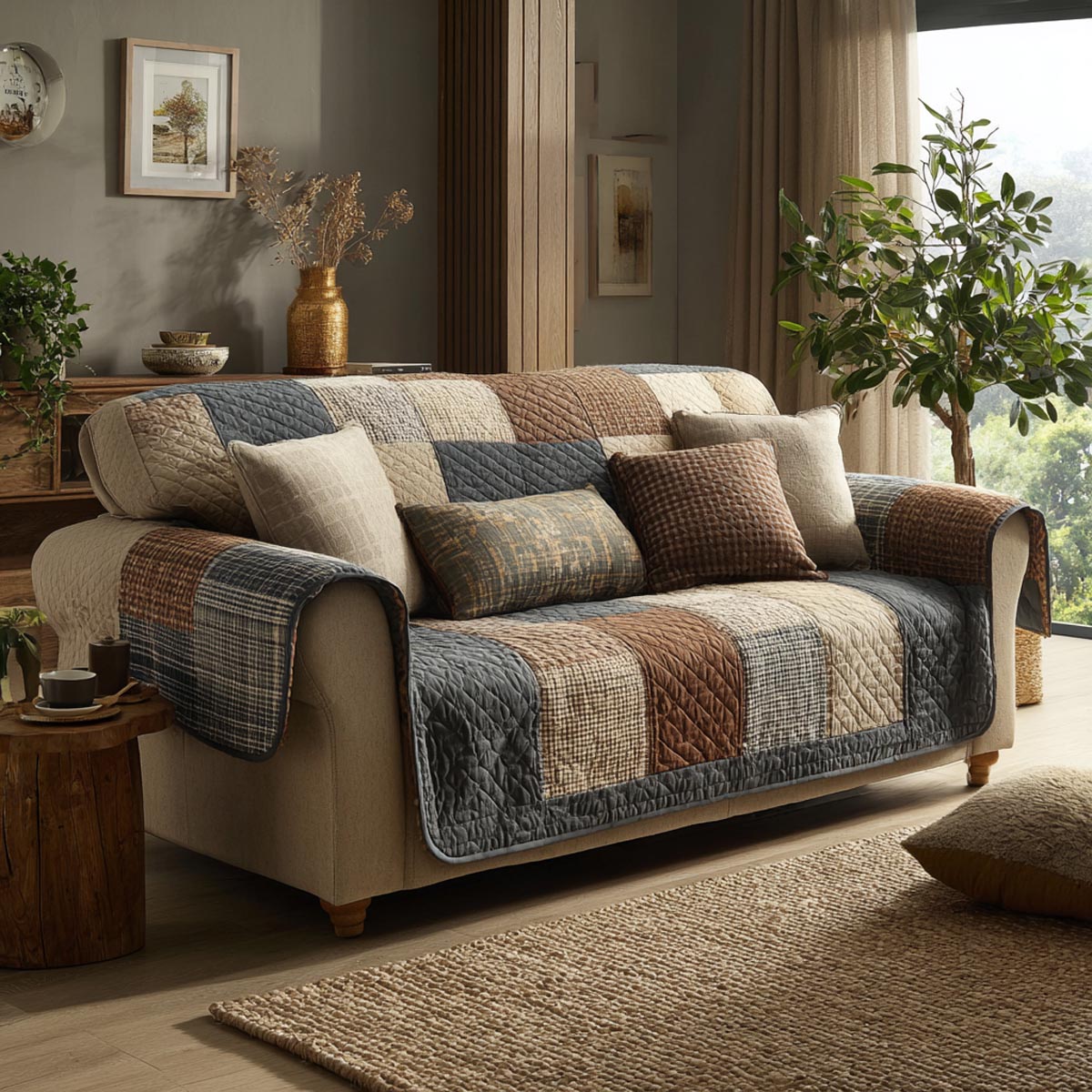 Quiet Home Patchwork Quilted Sofa Cover