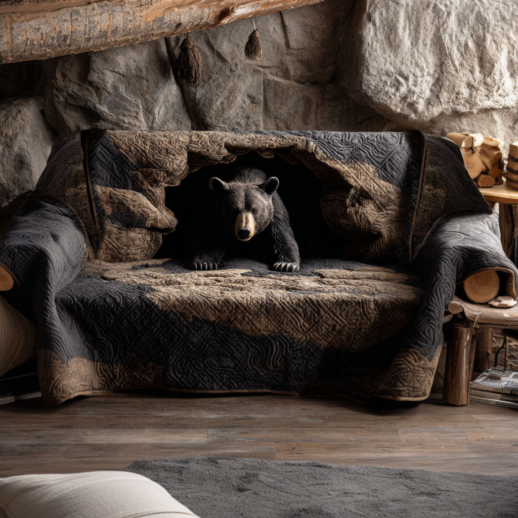 Black Bear Quilted Sofa Cover