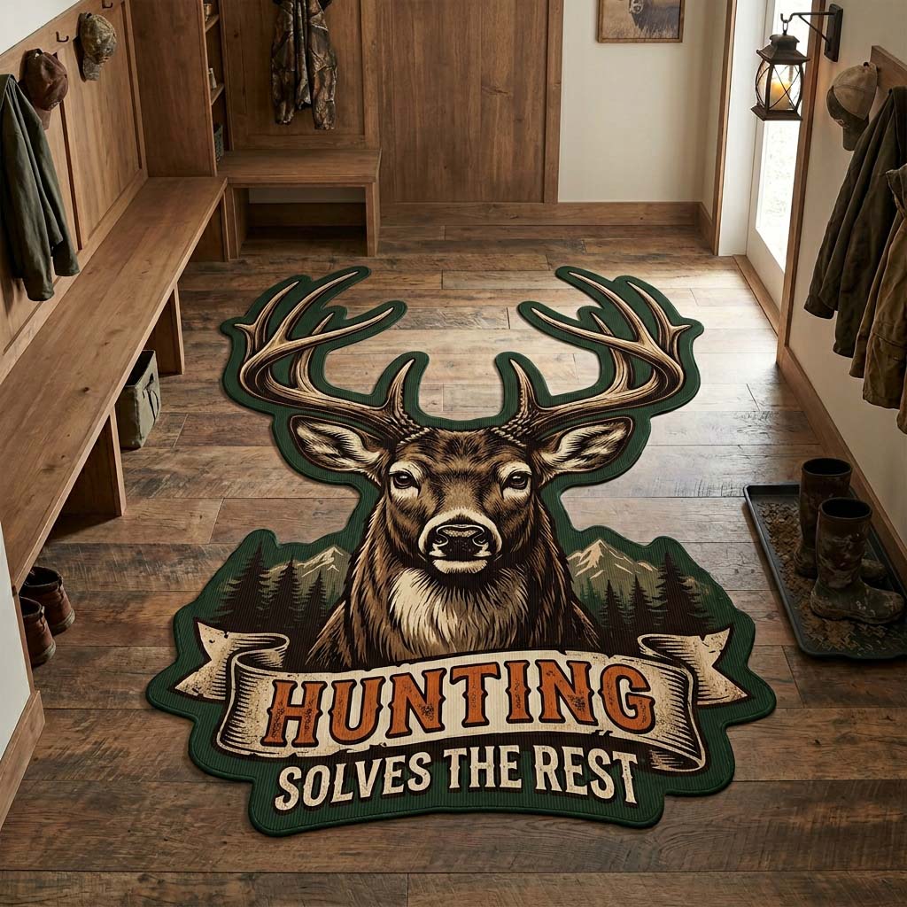 Emerald Antlers Quilted Area Rug