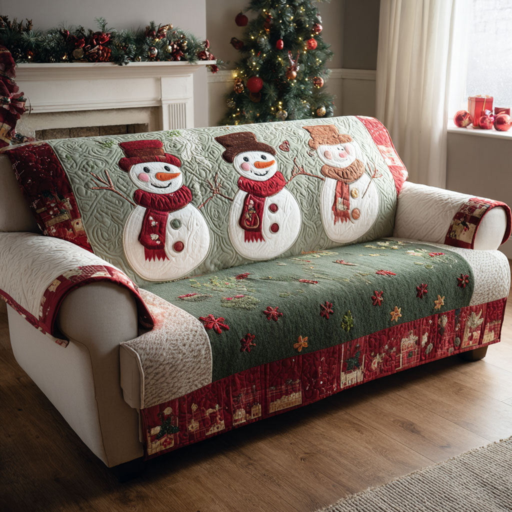 Christmas Frost Quilted Sofa Cover