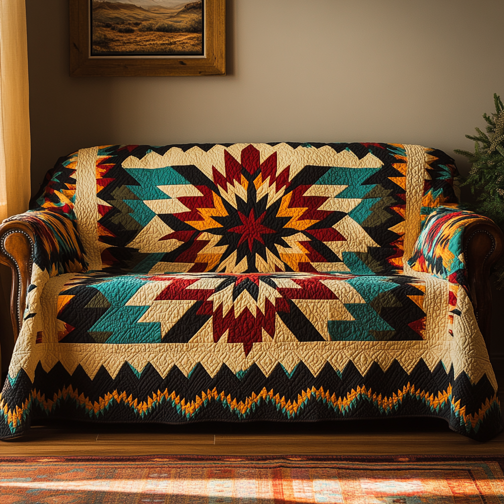 Sunset Stars Quilted Sofa Cover