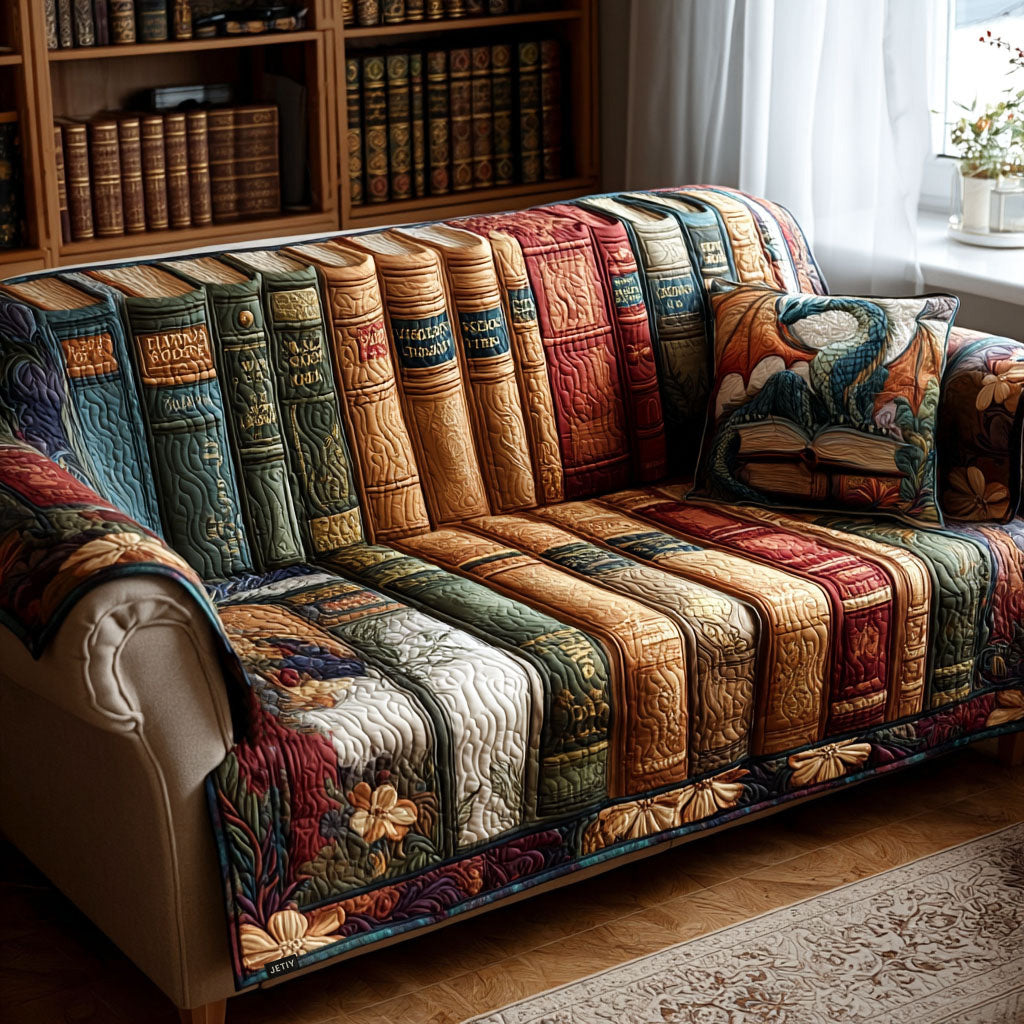 Treasured Library Quilted Sofa Cover