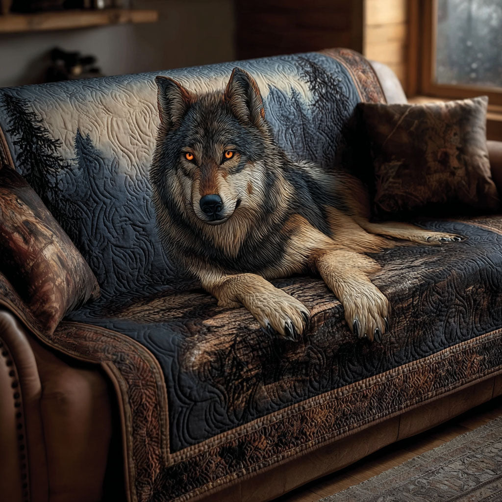 Wild Wolf Quilted Sofa Cover