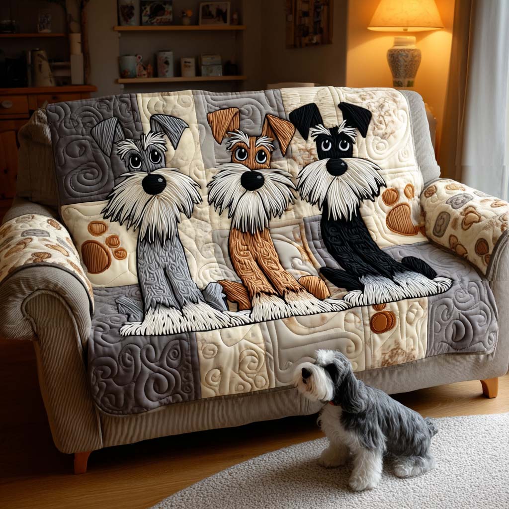 Schnauzer Charm Quilted Sofa Cover