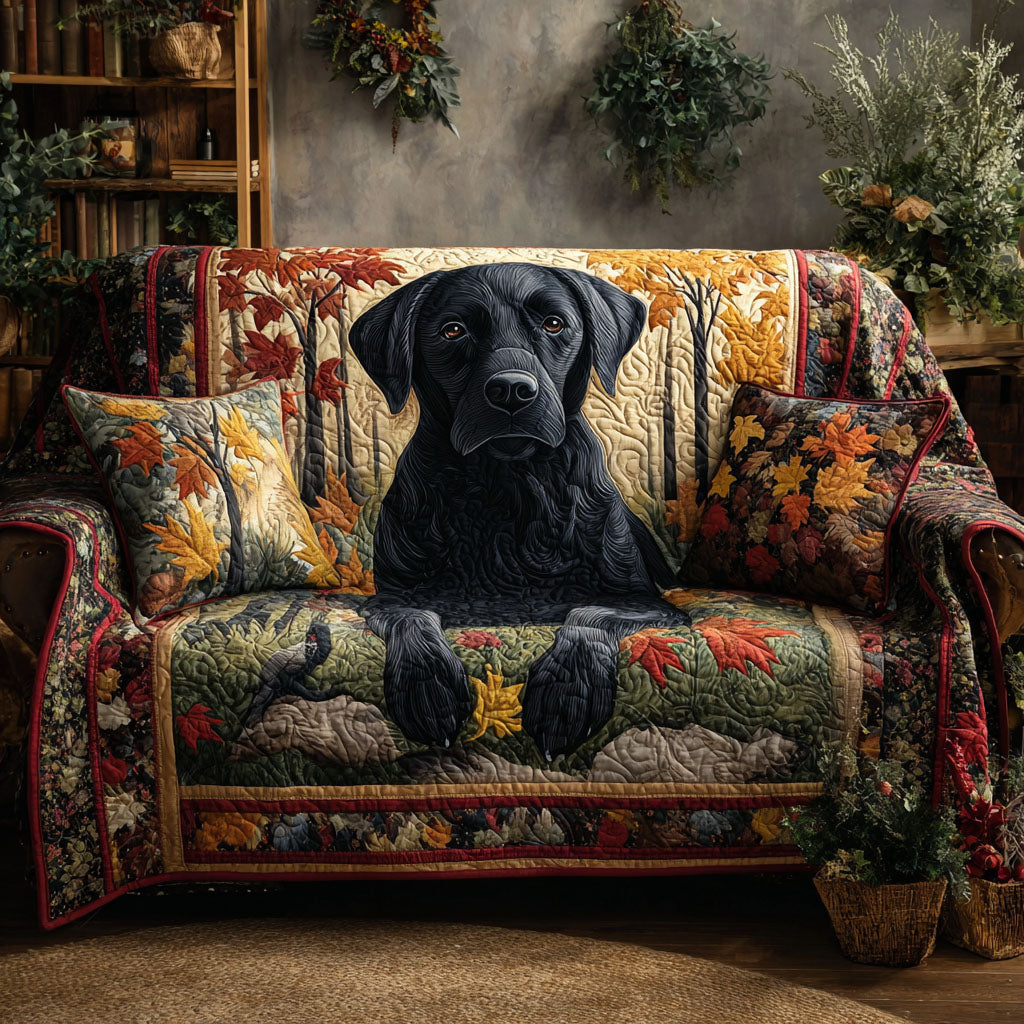 Autumn Labrador Forest Quilted Sofa Cover