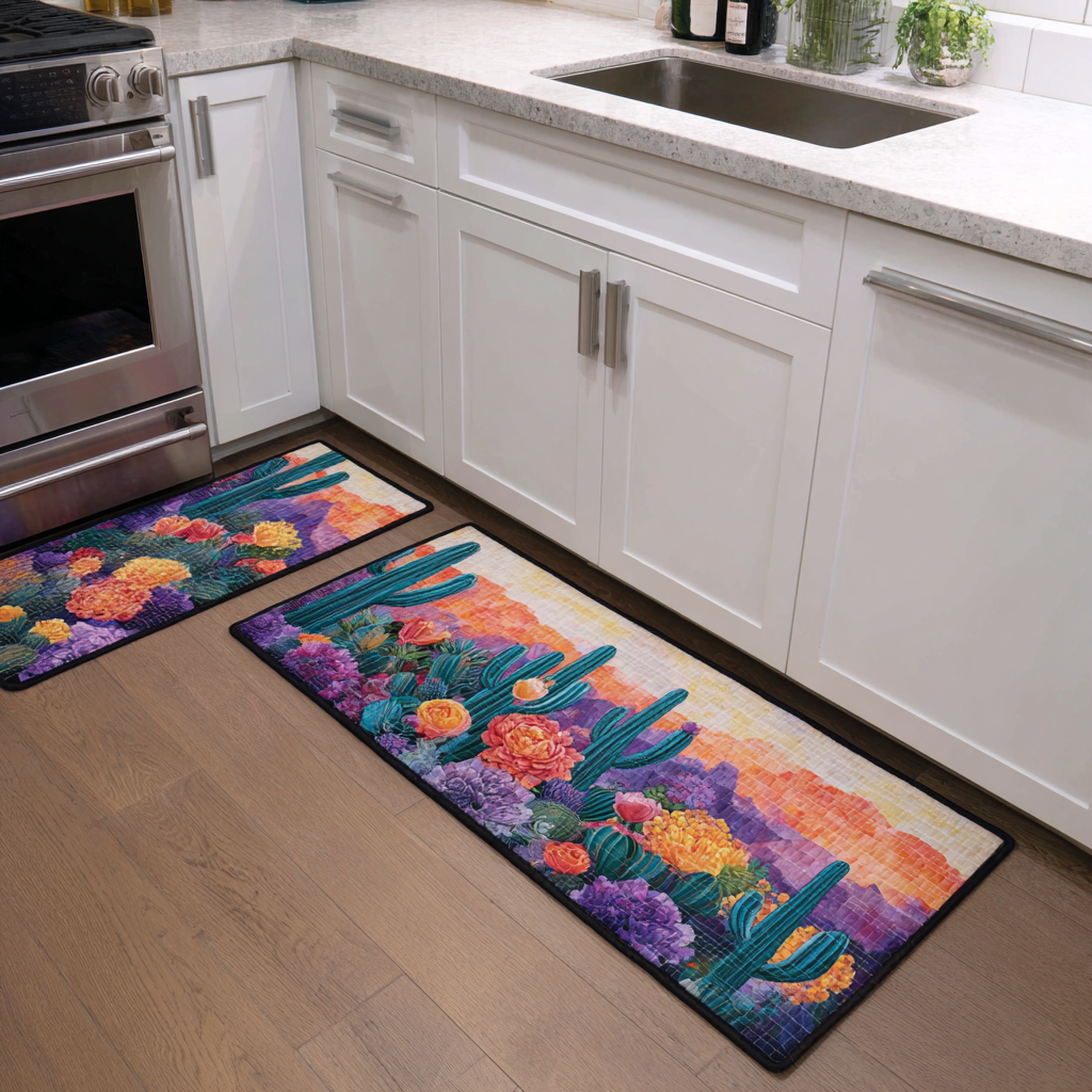 Garden Bliss Quilted Kitchen Mat Set