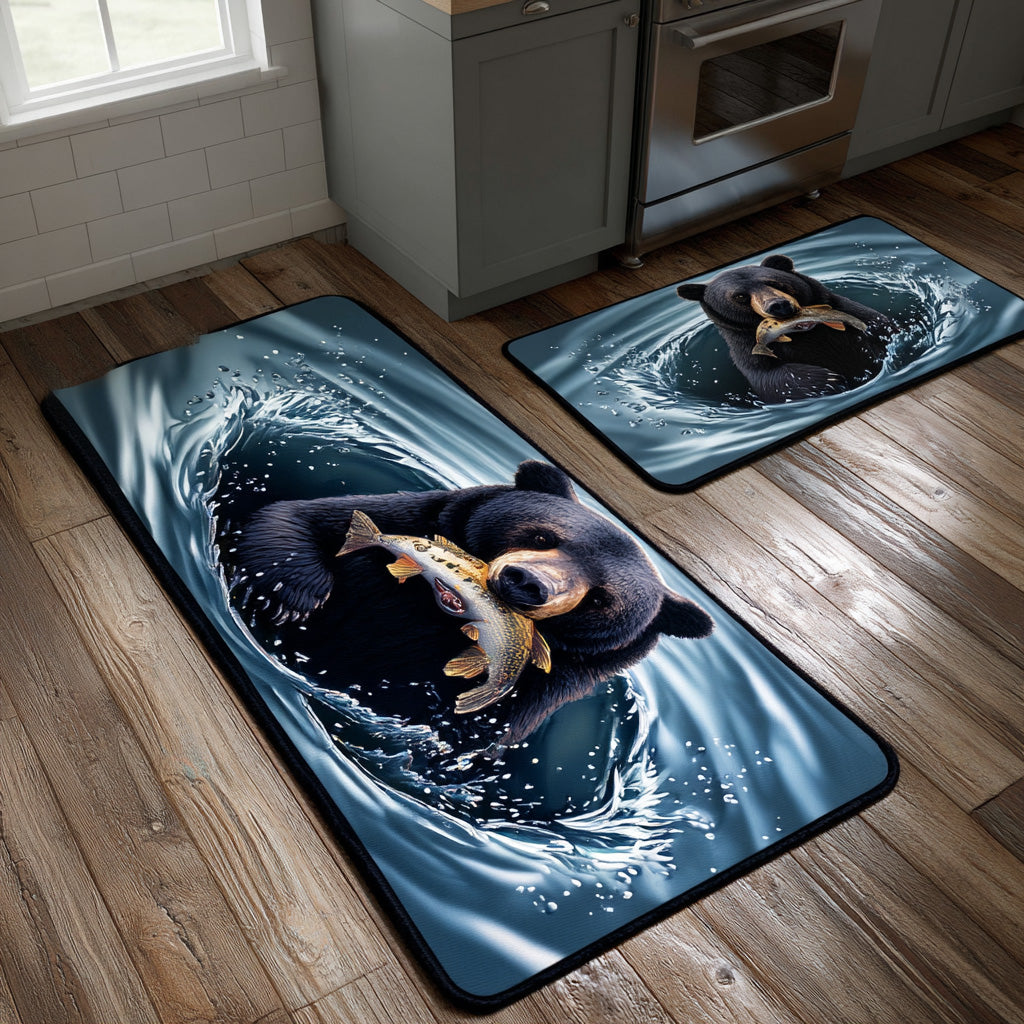 Tranquil Stream Quilted Kitchen Mat Set