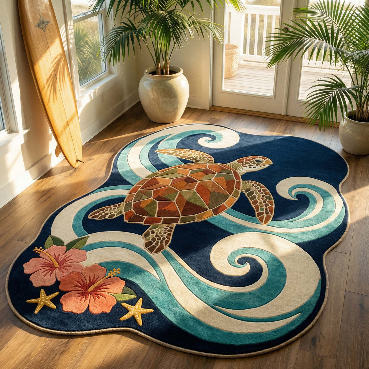 Peaceful Turtle Quilted Area Rug