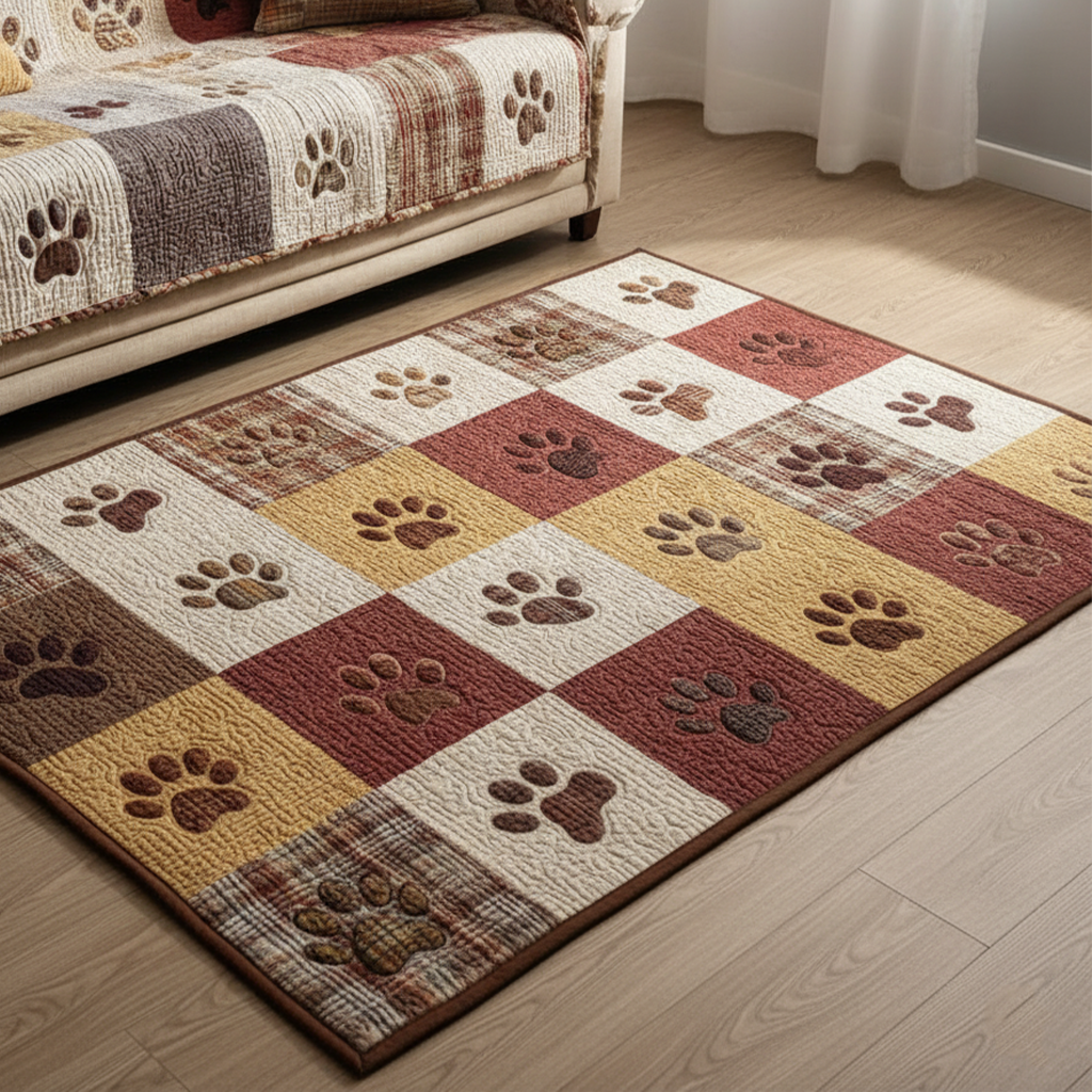 Cute Paws Quilted Area Rug