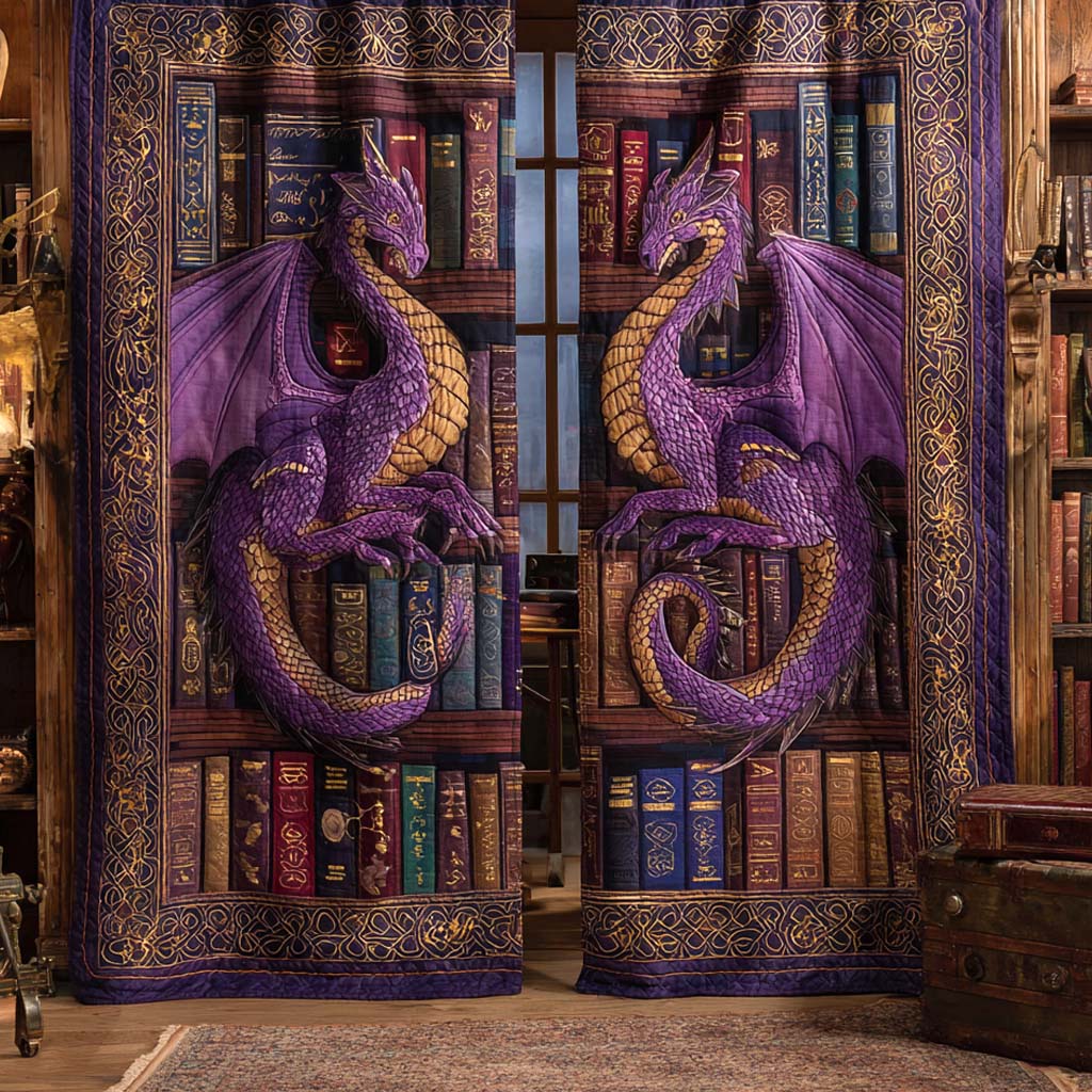 Amethyst Dragons Quilted Curtains