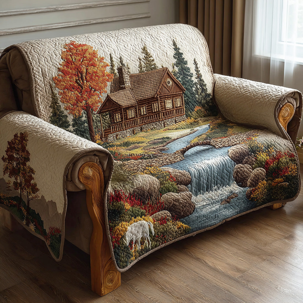Streamside Cabin Quilted Sofa Cover