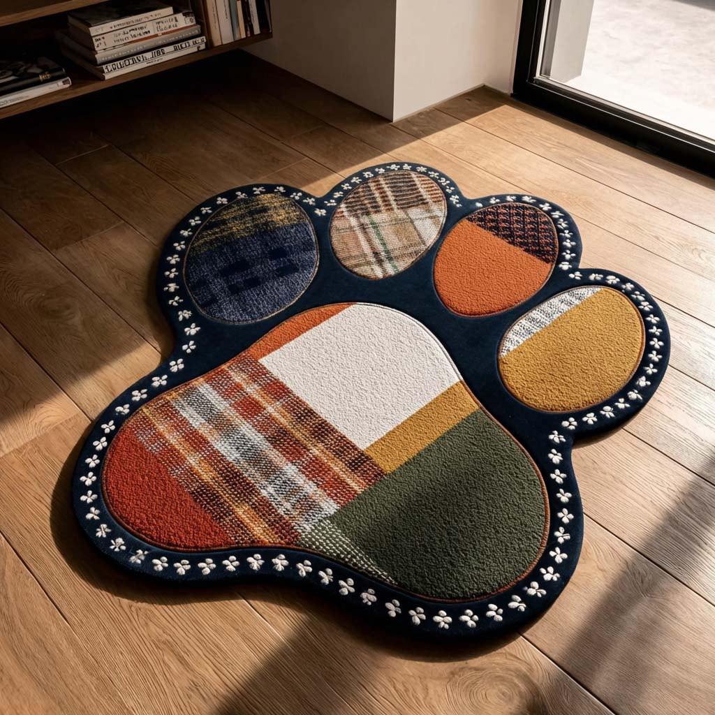 Abstract Paw Quilted Area Rug
