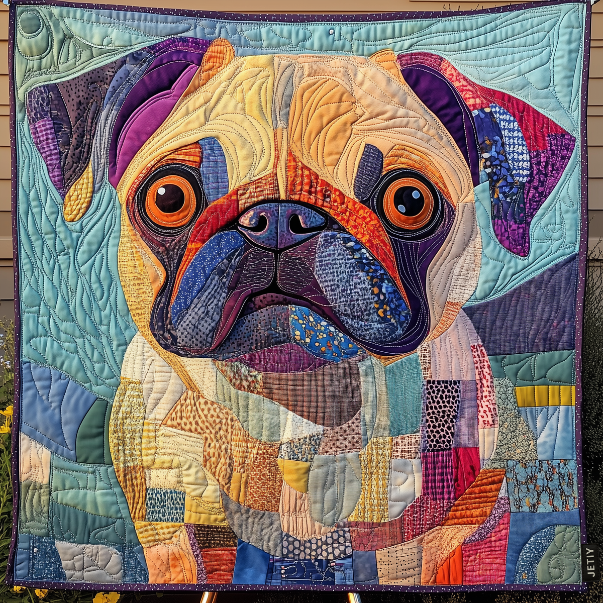 Sweet Pug Love Quilted Blanket