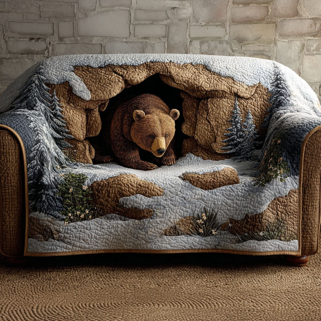 Mountain Bear Quilted Sofa Cover