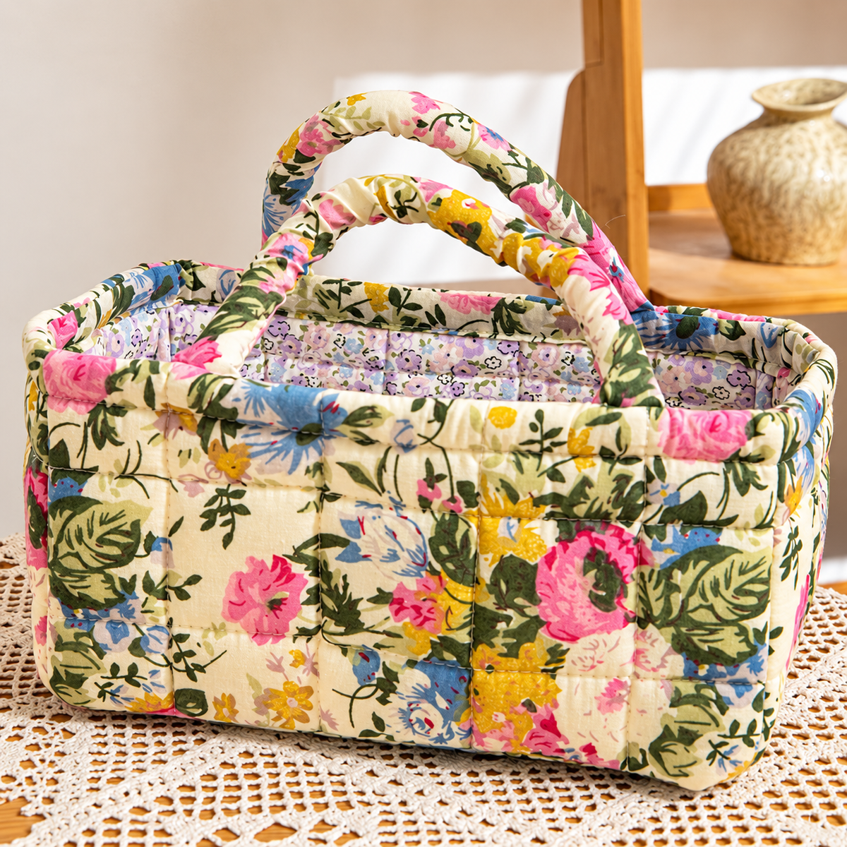 PETALORA | ENGLISH GARDEN QUILTED STORAGE BASKET