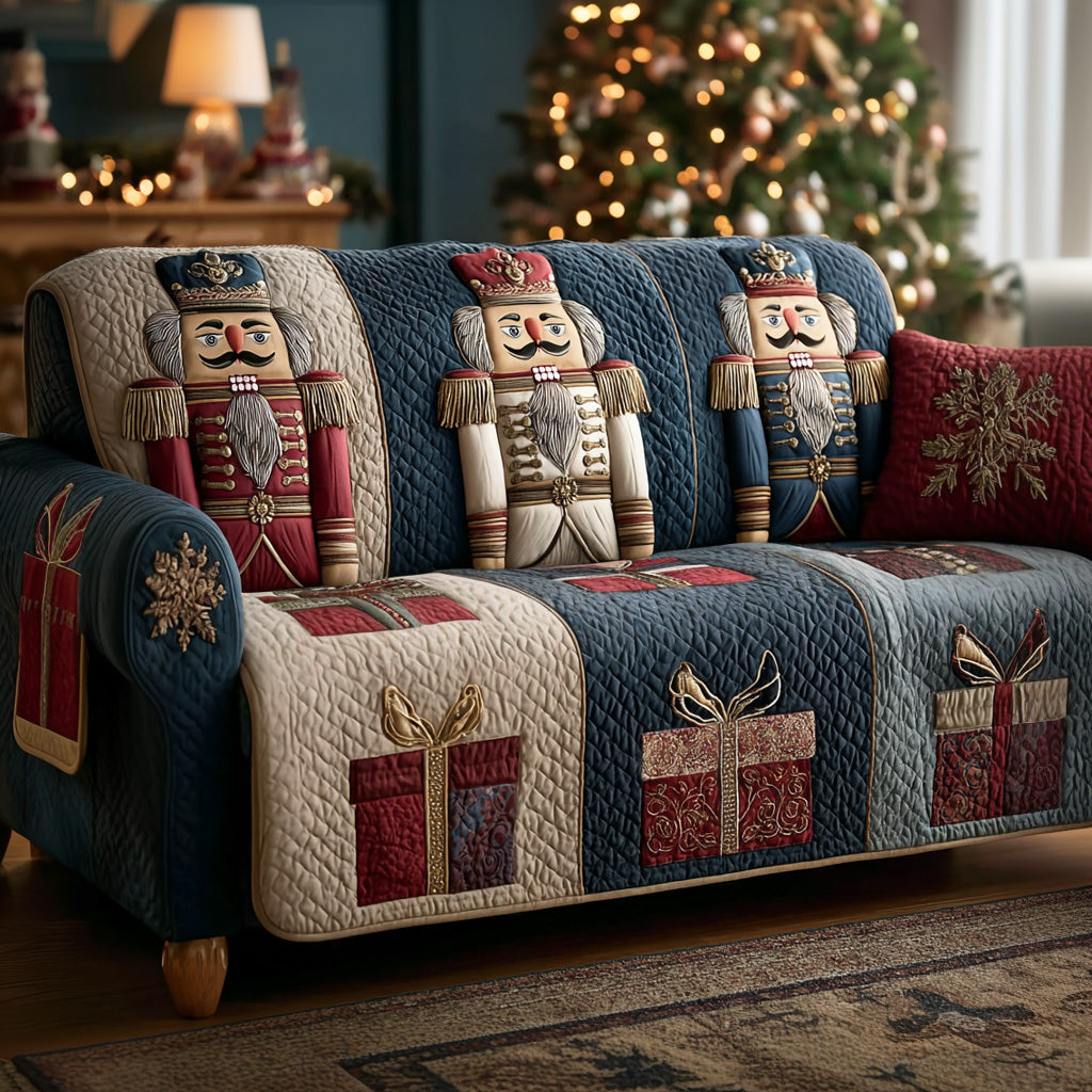 Nutcracker Parade Quilted Sofa Cover