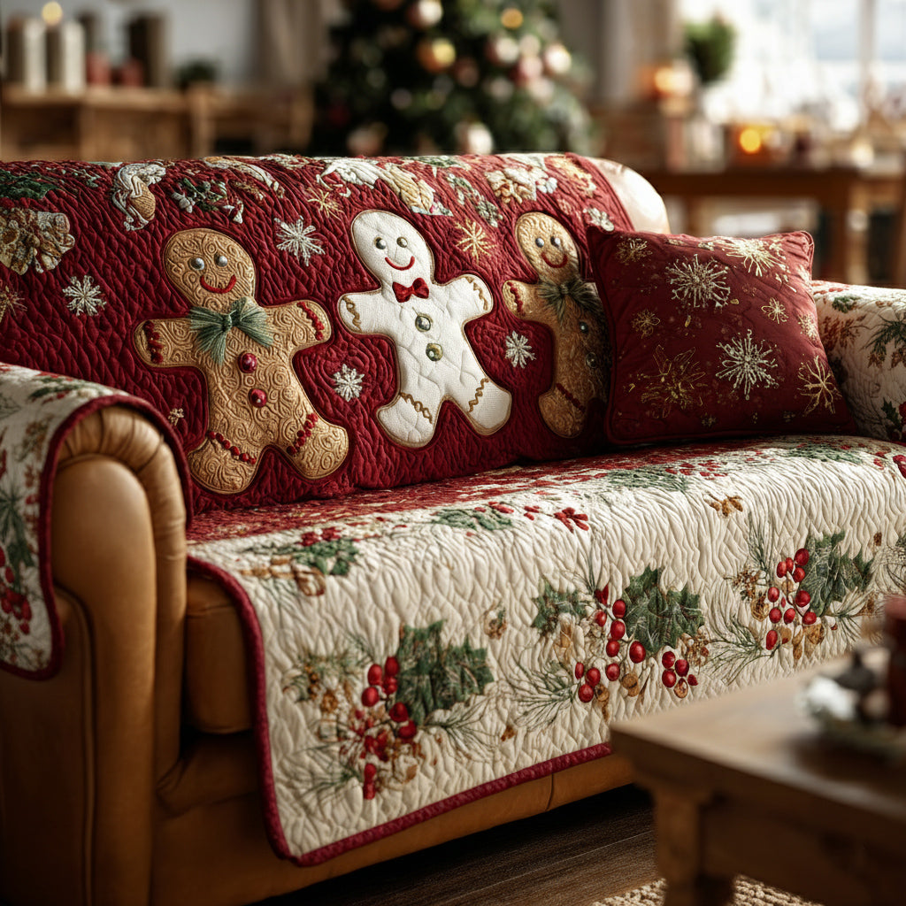 Gingerbread Man Quilted Sofa Cover