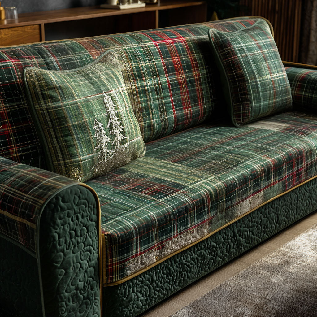 Evergreen Checks Quilted Sofa Cover