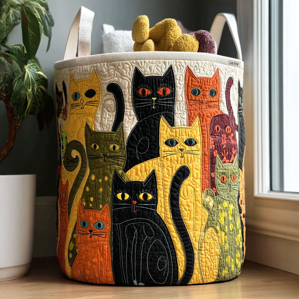 Cozy Cat Carnival |  Quilted Storage Basket