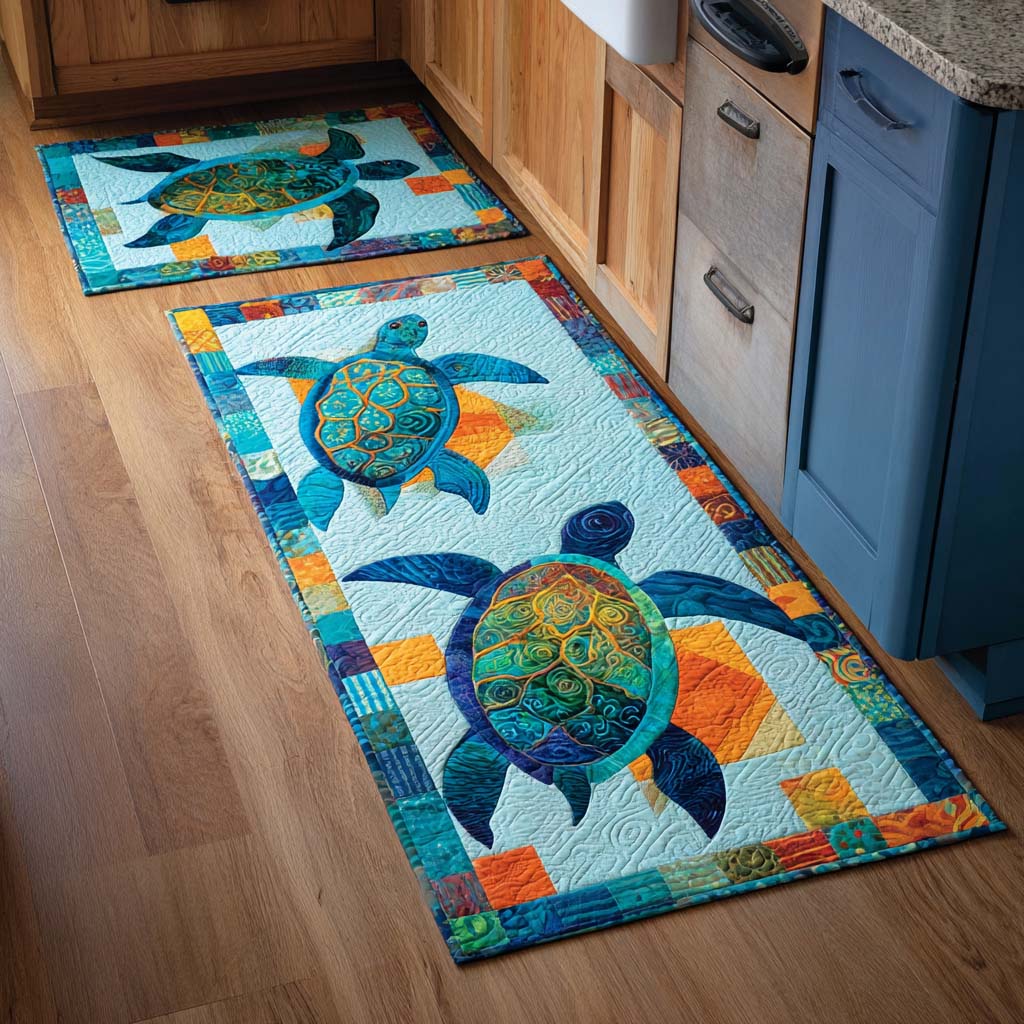 Laid-Back Coast Quilted Kitchen Mat Set