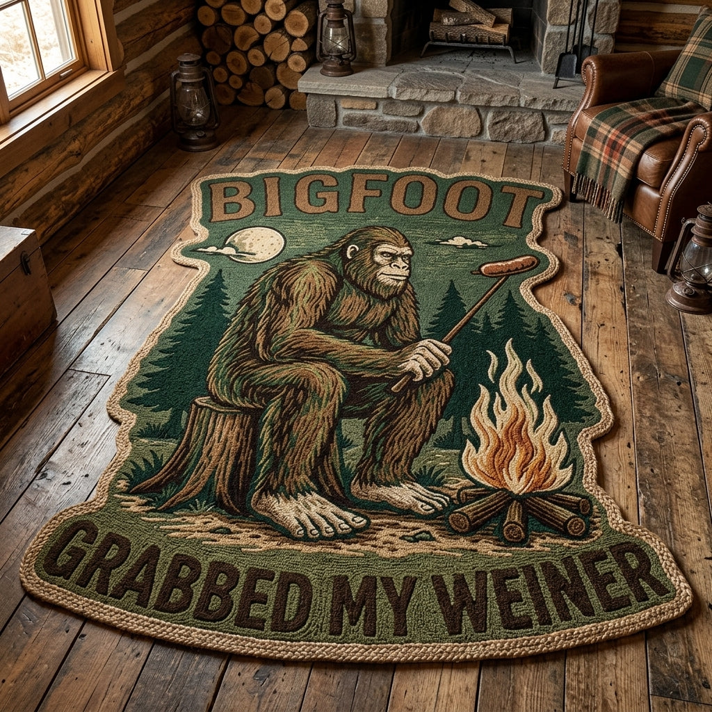 Bigfoot Campfire Quilted Area Rug