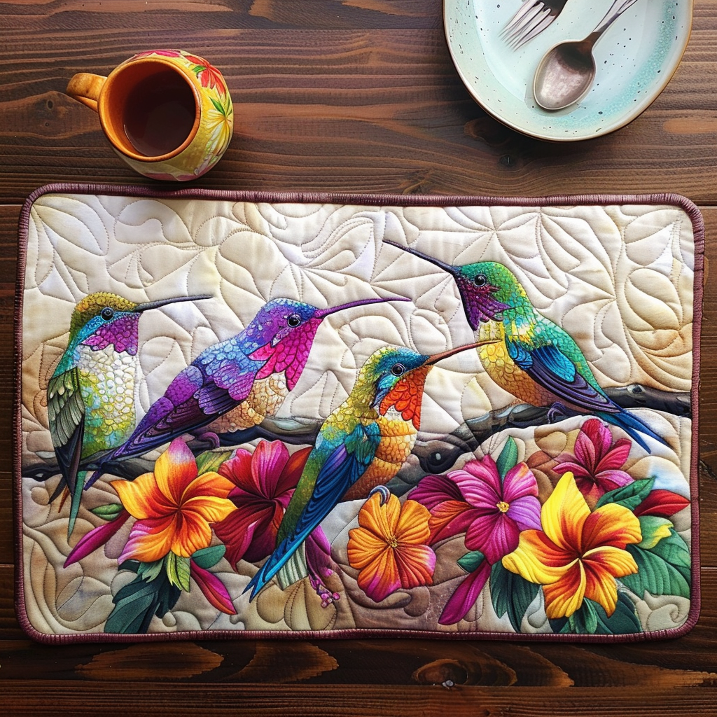 Cheerful Birdsong Quilted Placemats