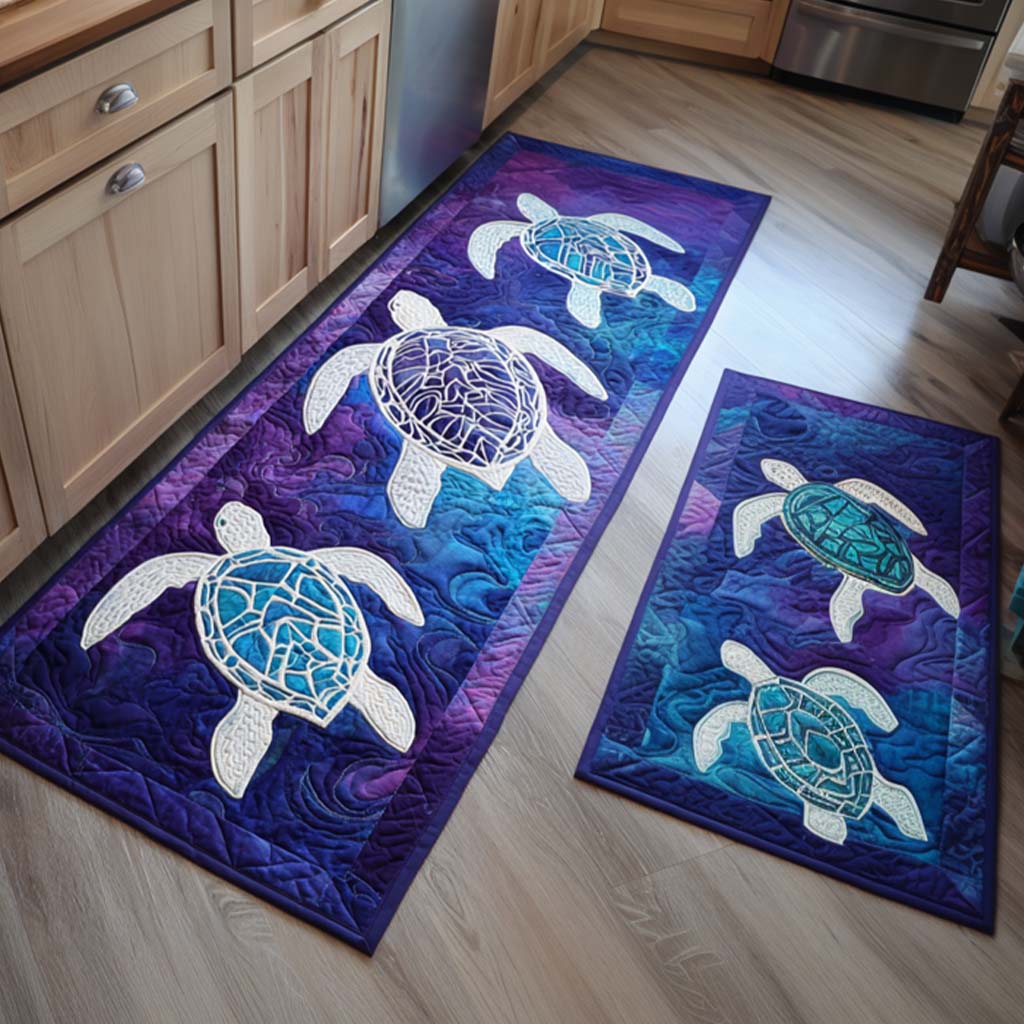 Violet Tide Quilted Kitchen Mat Set