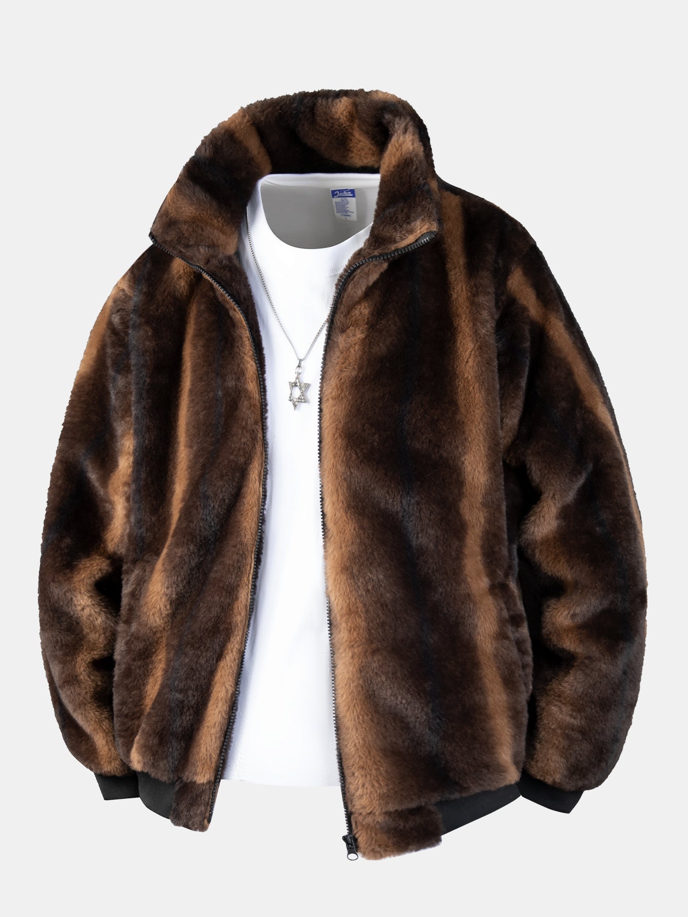Synthetic Leather Zip-Up Jacket