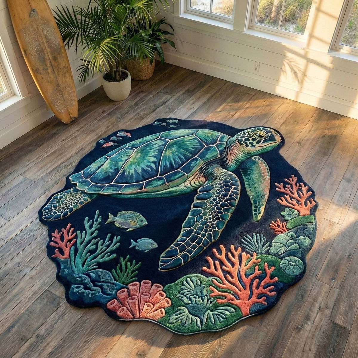Deep Sea Turtle Quilted Area Rug