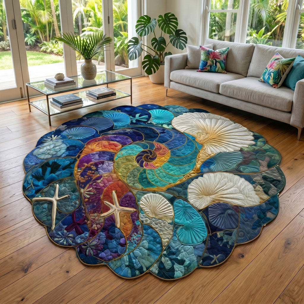 Ocean Swirl Quilted Area Rug