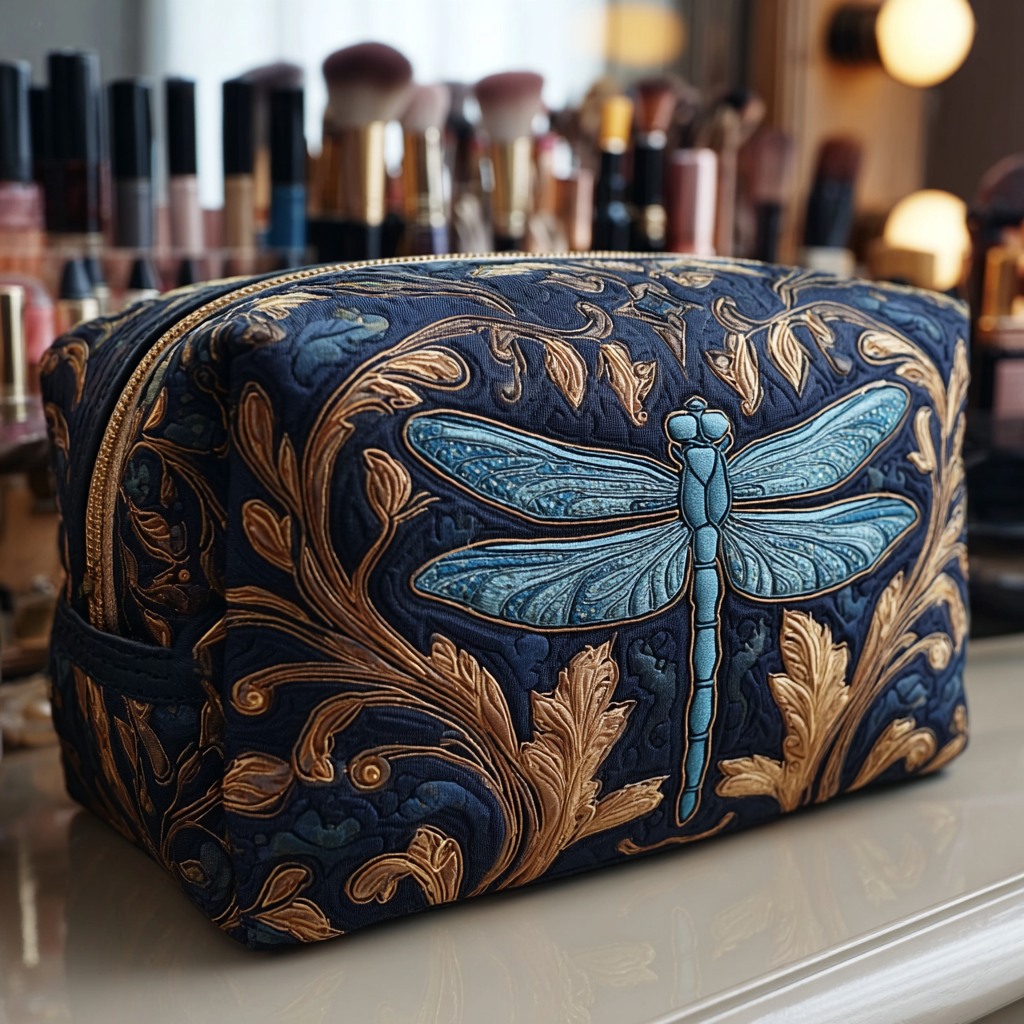 Shiny Dragonfly Quilted Toiletry Bag