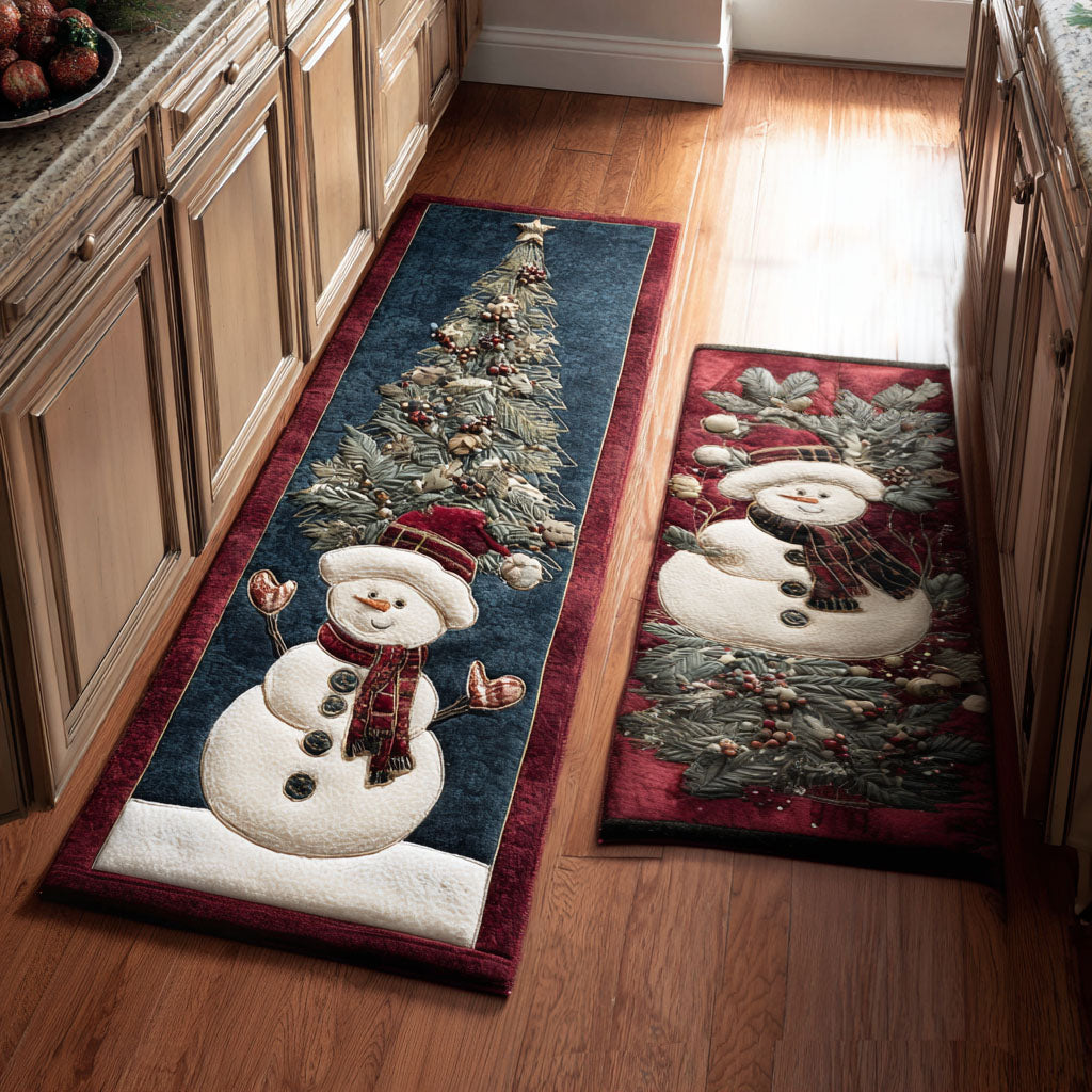 Christmas Tree Companions Quilted Kitchen Mat Set