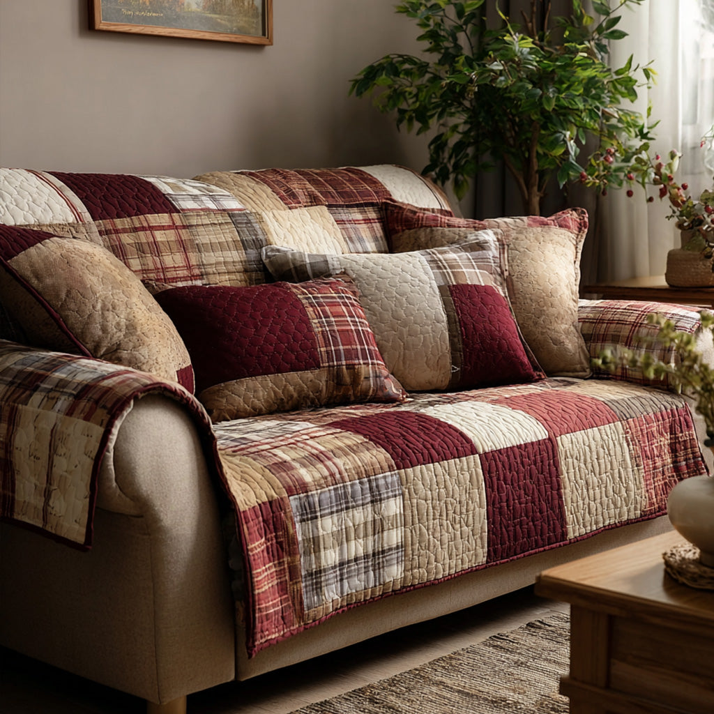 Cosy Chalet Checks Quilted Sofa Cover